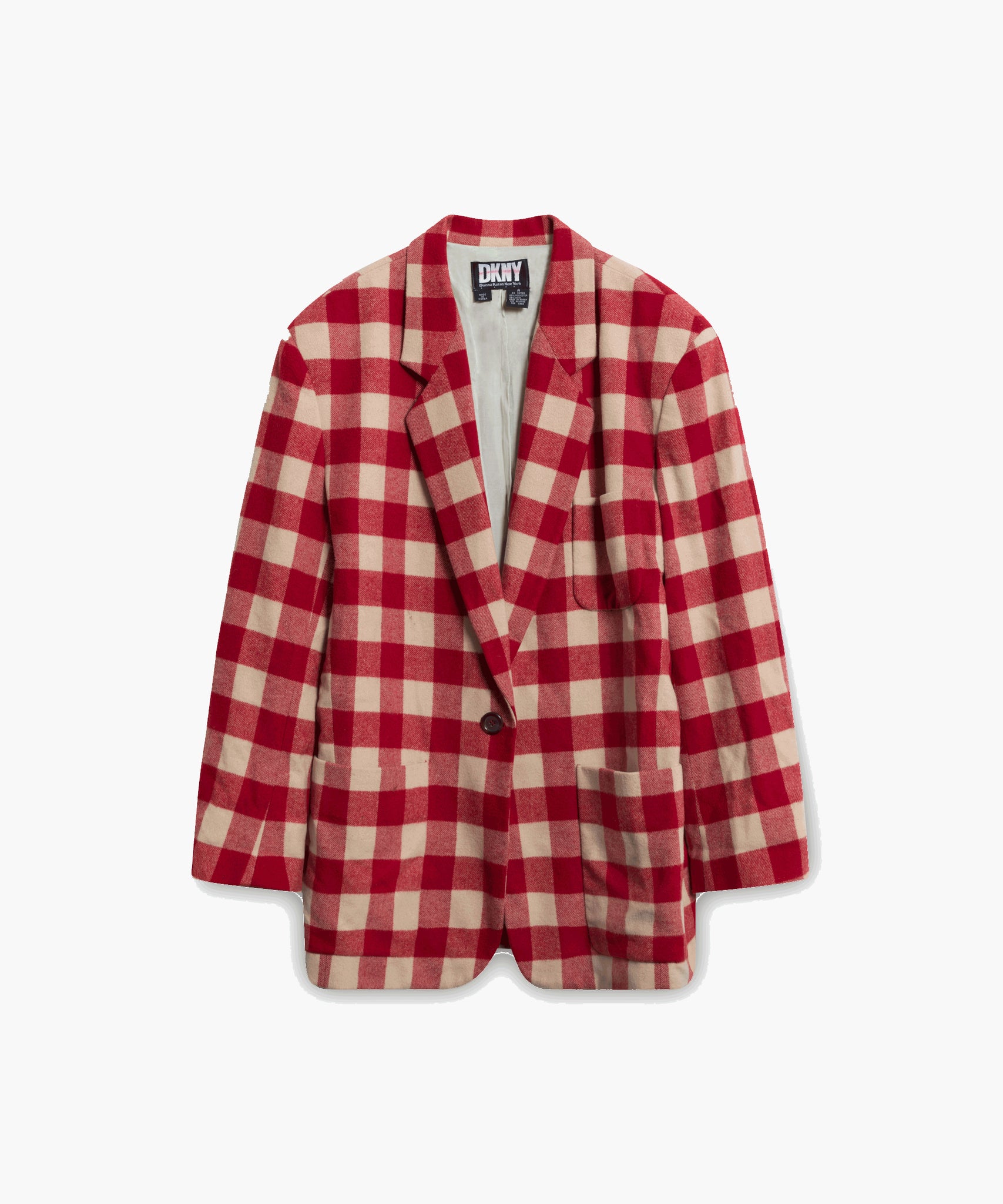 DKNY Red Checkered Blazer and Skirt - Red