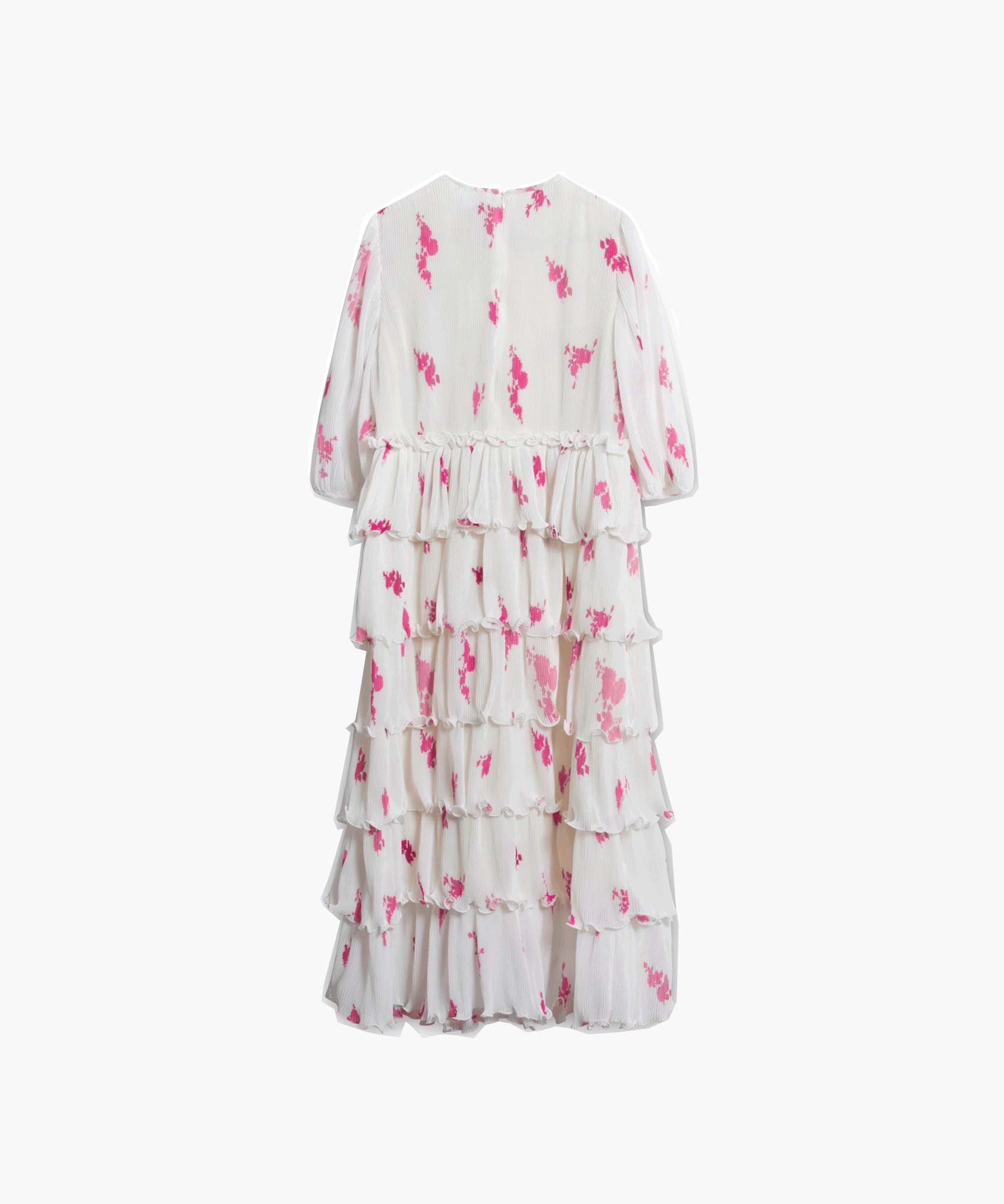 Rose Print Pleated Georgette Midi Dress