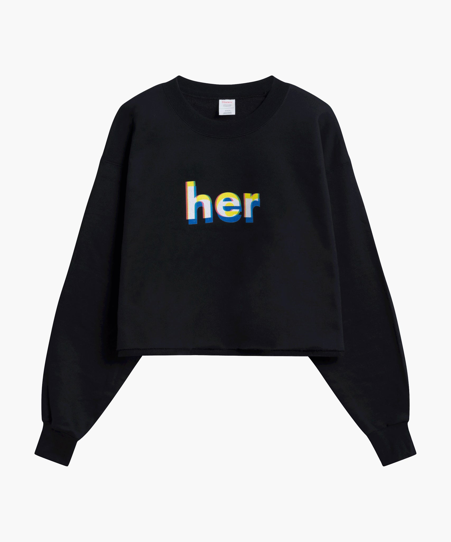 her Productions Cropped Crewneck - Black